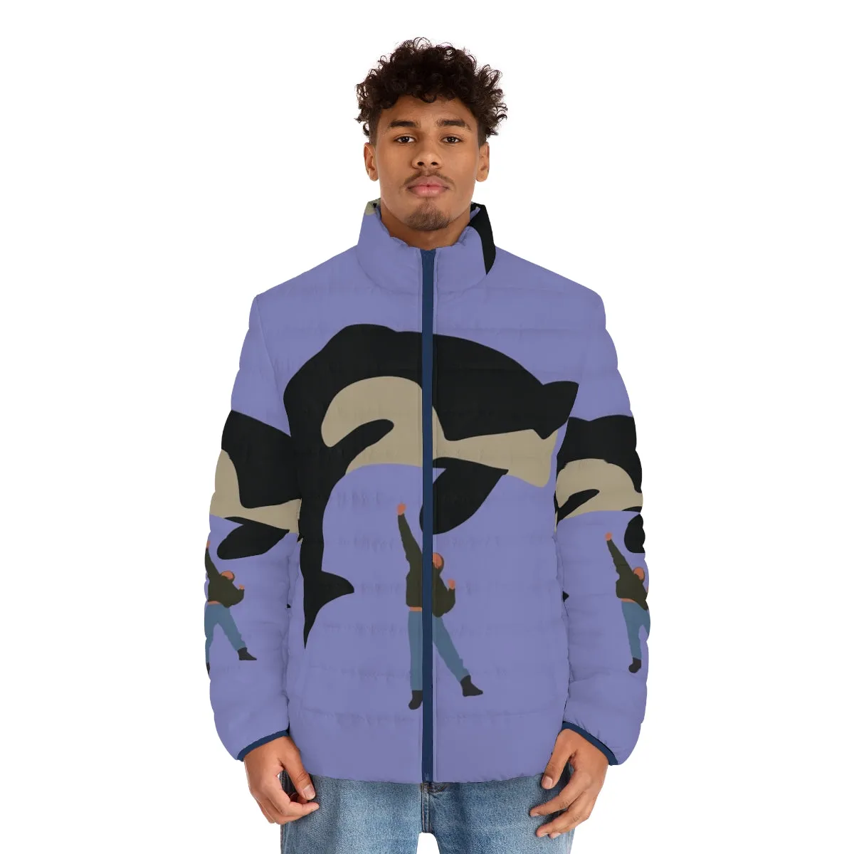 90s Nostalgia Free Willy Puffer Jacket | Minimalist Orca Graphic