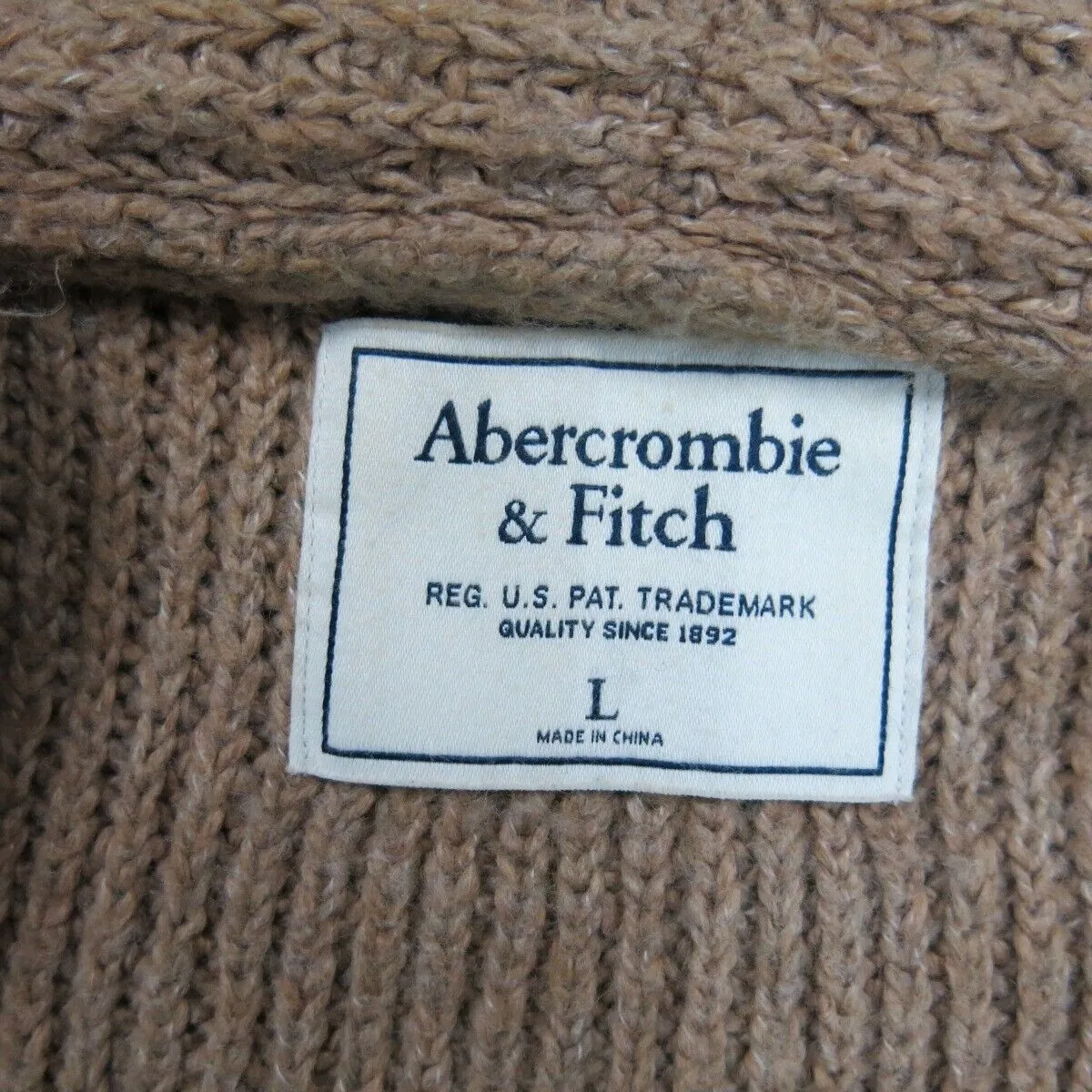 Abercrombie & Fitch Women Cardigan Sweater Knitted Long Sleeves Light Brown SZ L