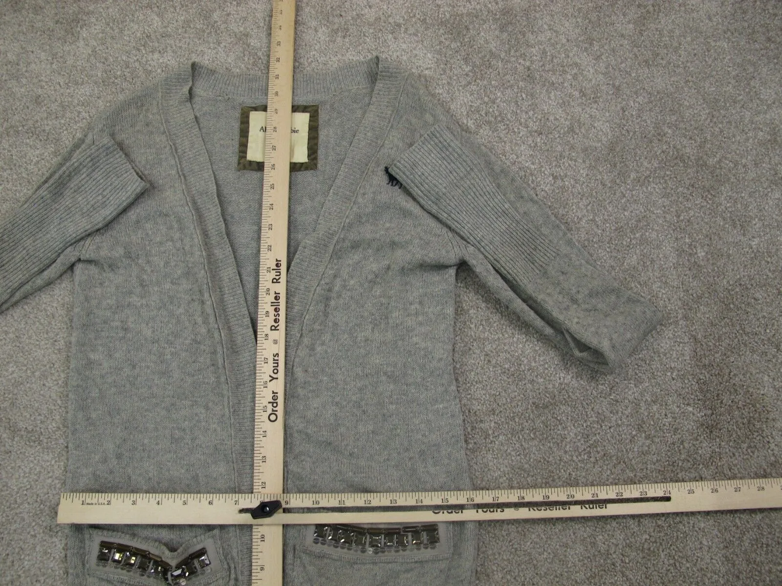 Abercrombie & Fitch Womens Cardigan Sweater Long Sleeve Pockets Gray Size Small