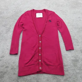 Abercrombie & Fitch Womens Cardigan Sweater V Neck Long Sleeves Red Size Medium