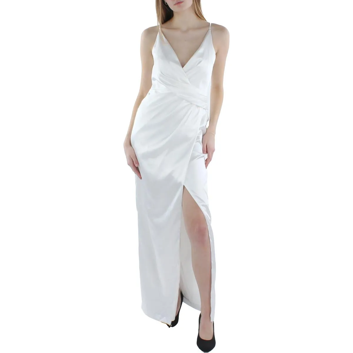 Aidan Mattox Womens Draped Maxi Evening Dress