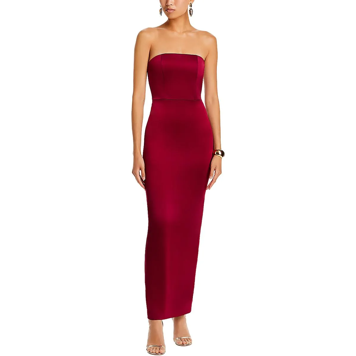 Alice and Olivia Womens Doreen Satin Strapless Maxi Dress