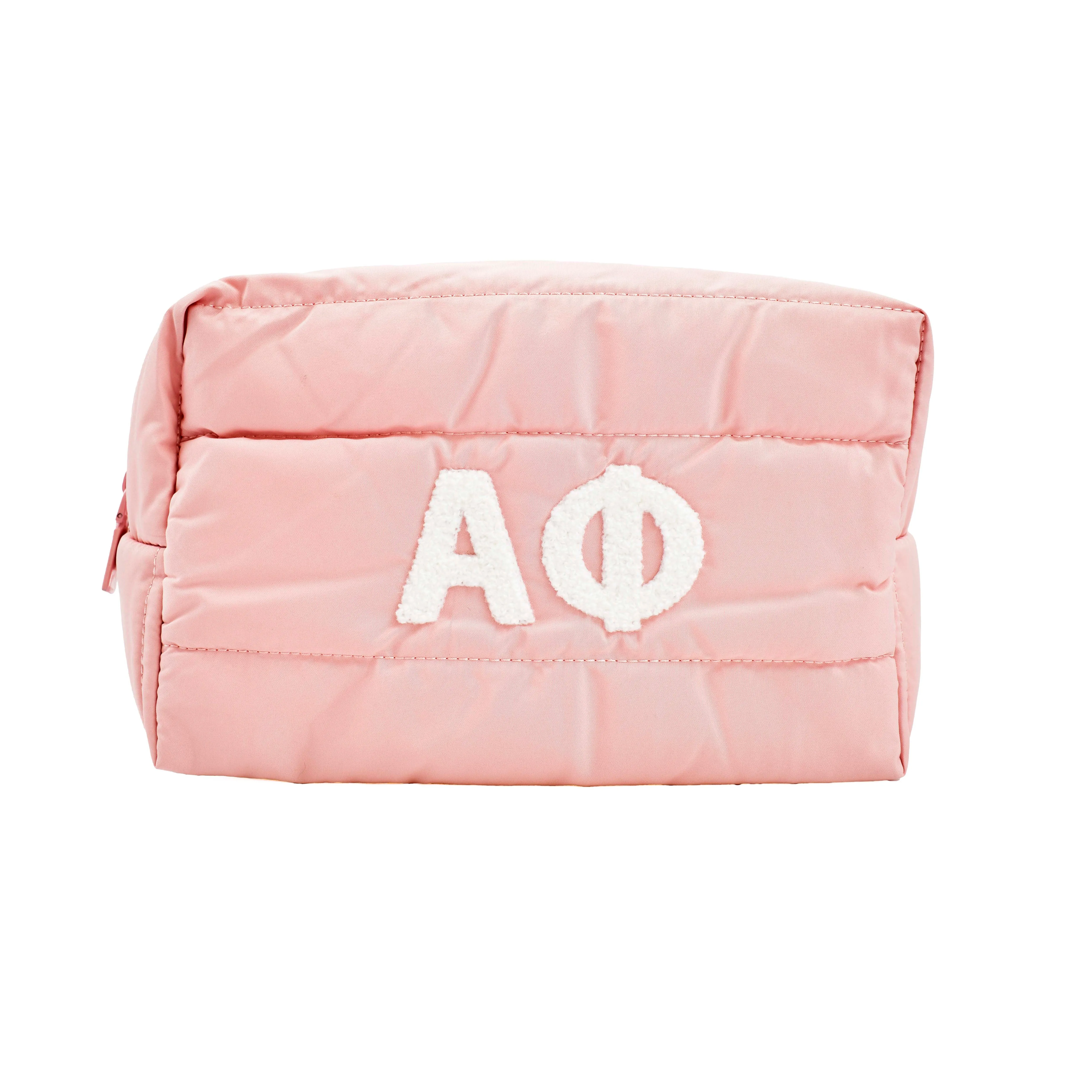 Alpha Phi Makeup Bag - Puffer Style with Sorority Letters