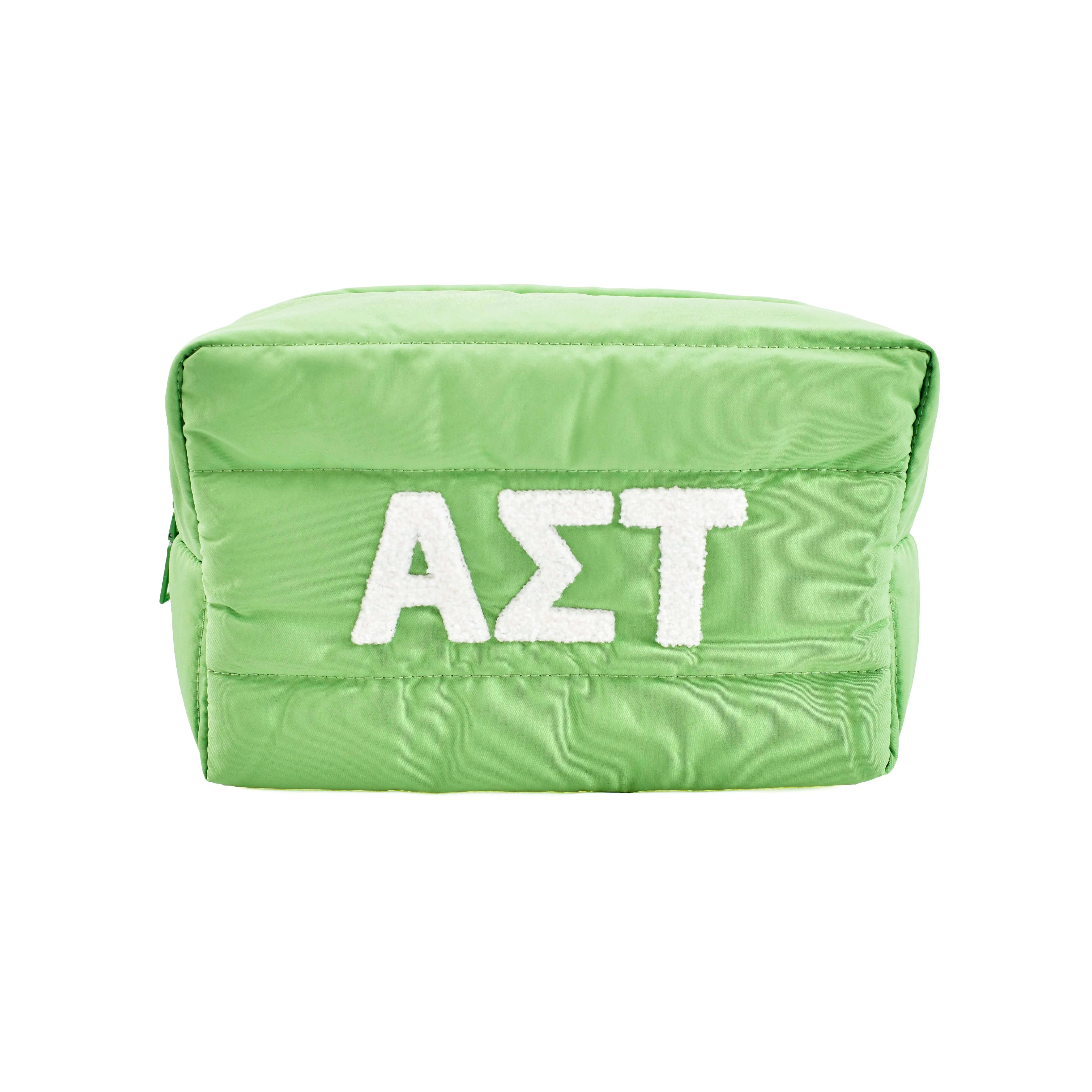 Alpha Sigma Tau Makeup Bag - Puffer Style with Sorority Letters