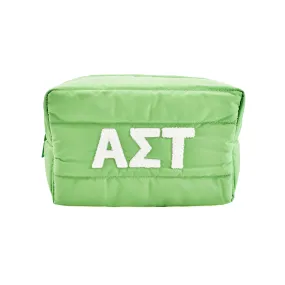 Alpha Sigma Tau Makeup Bag - Puffer Style with Sorority Letters