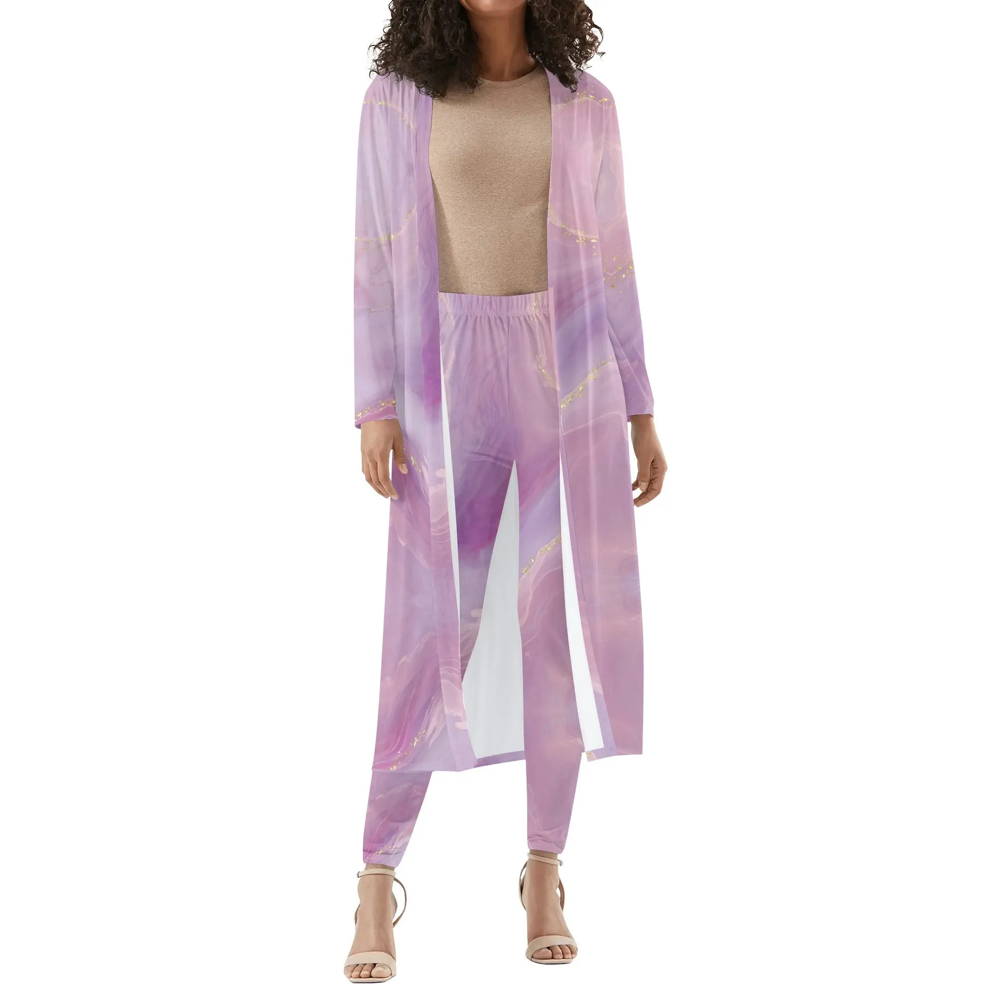 Amethyst Long Sleeve Cardigan and Leggings Set