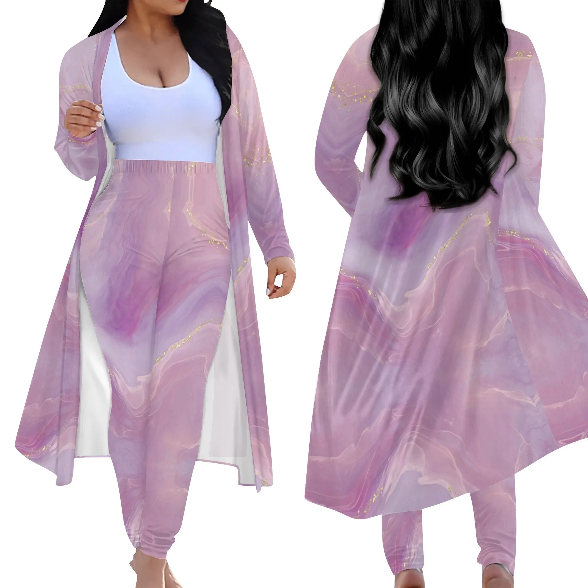 Amethyst Long Sleeve Cardigan and Leggings Set