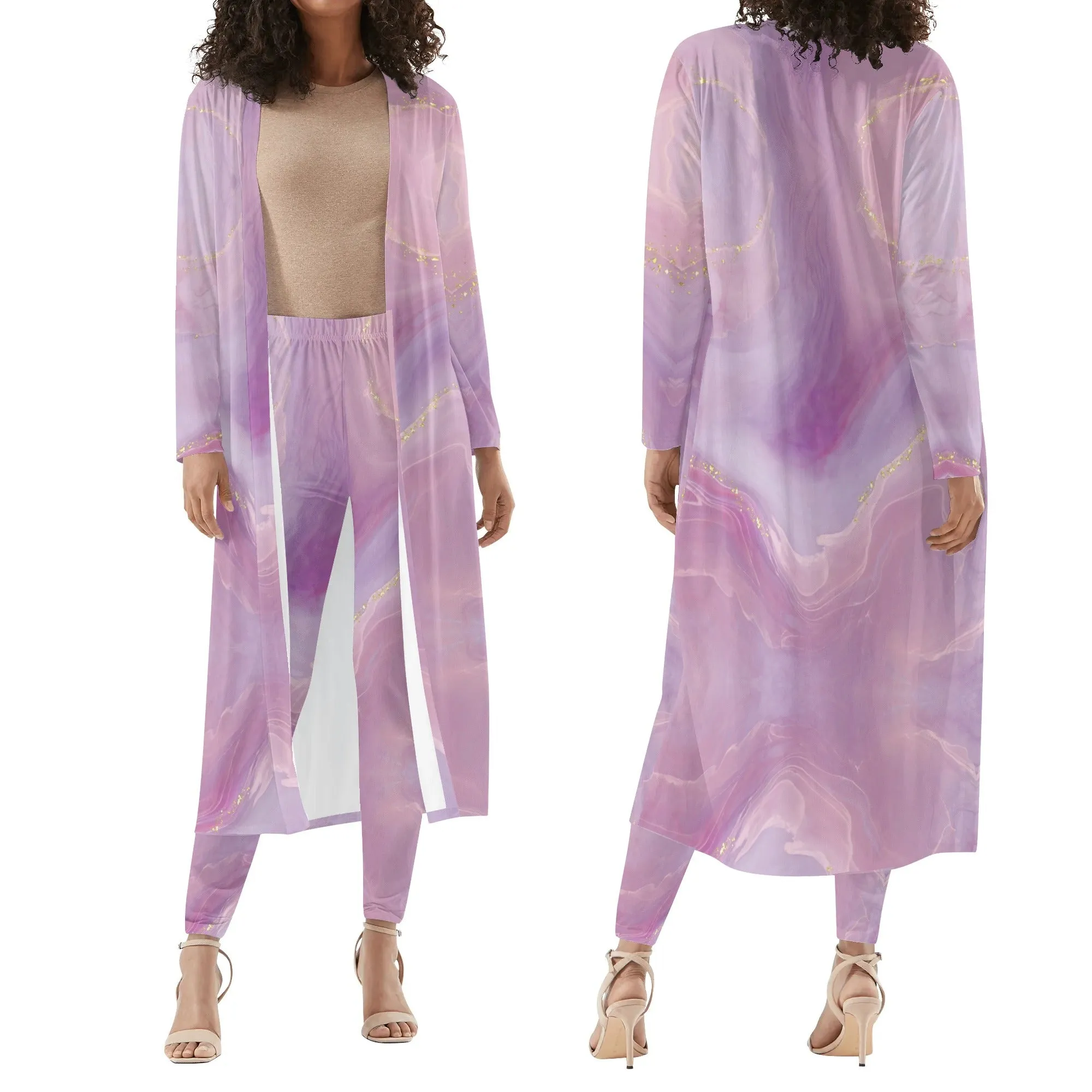 Amethyst Long Sleeve Cardigan and Leggings Set