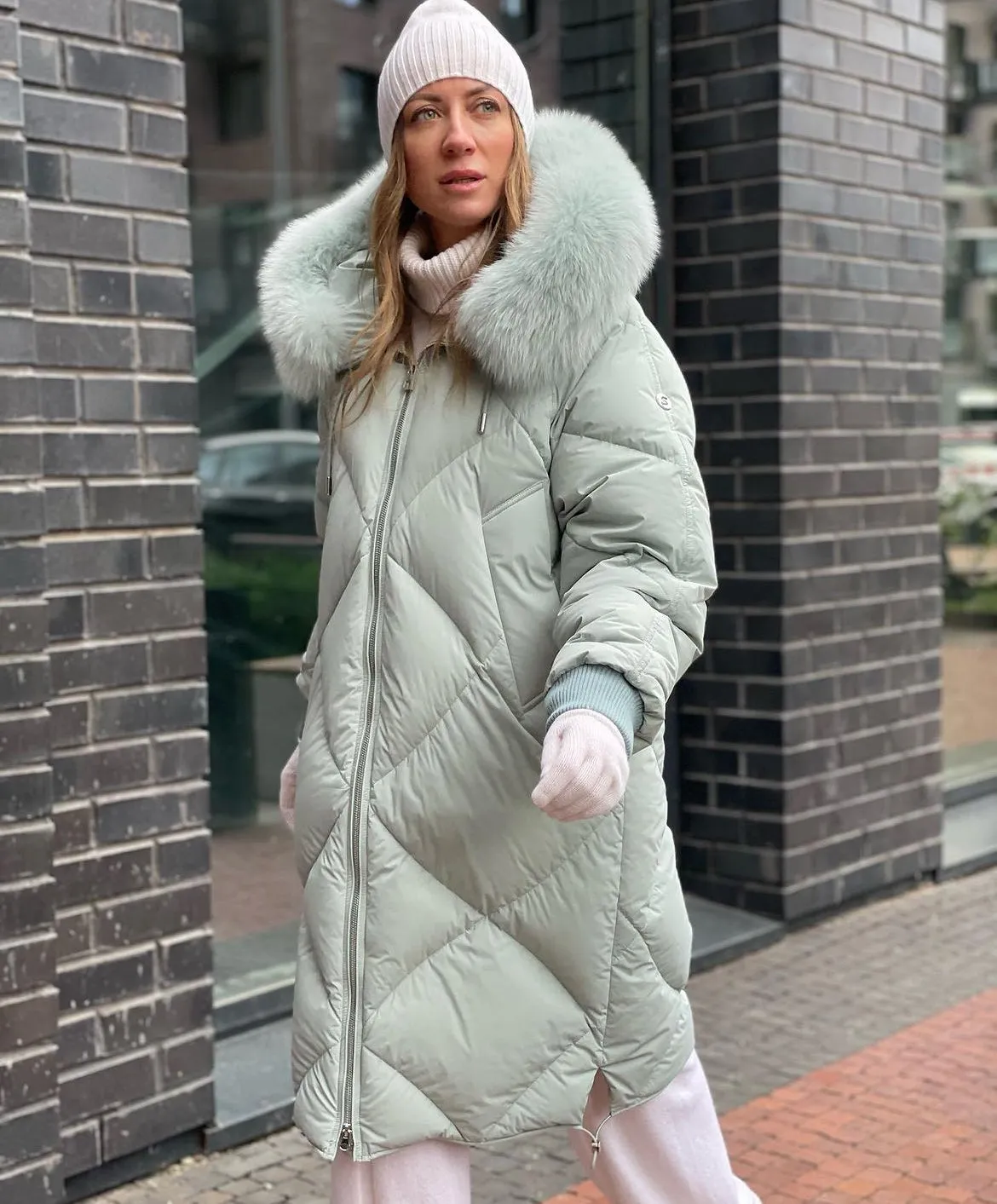 Amour Genuine Polar Fox Fur Down Fill Coat