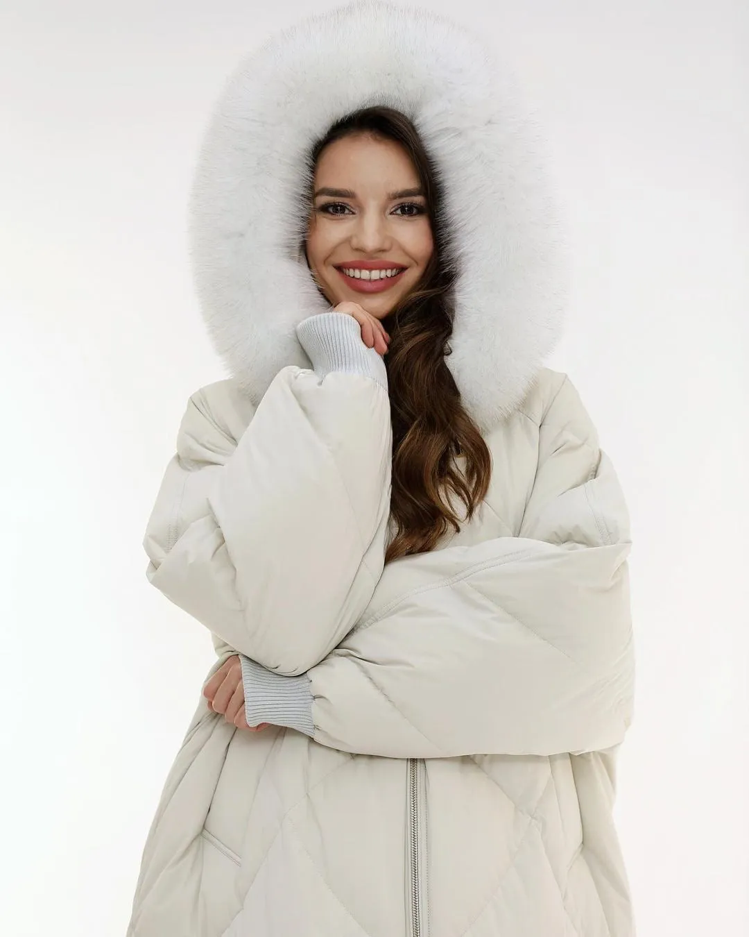 Amour Genuine Polar Fox Fur Down Fill Coat