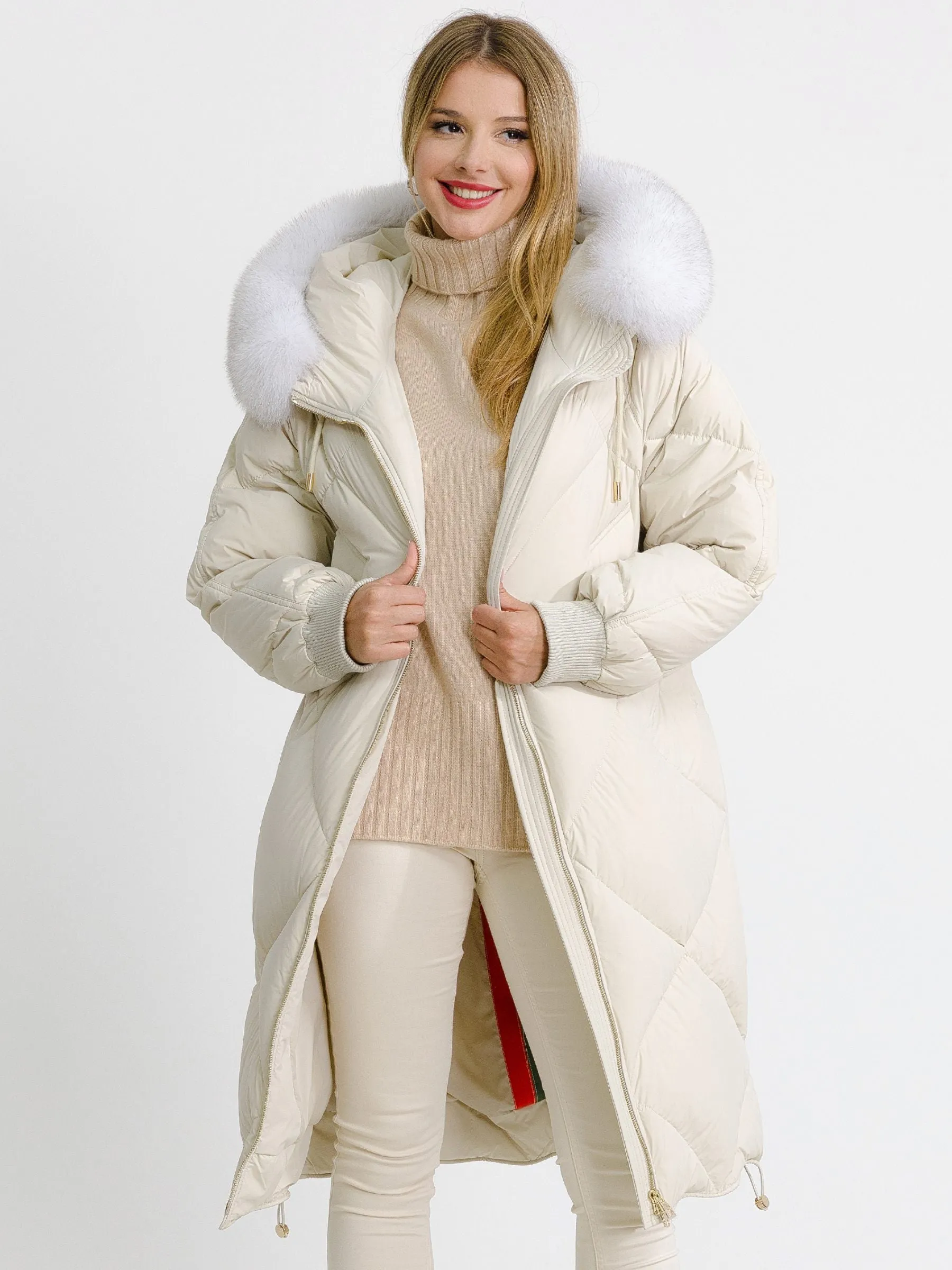 Amour Genuine Polar Fox Fur Down Fill Coat