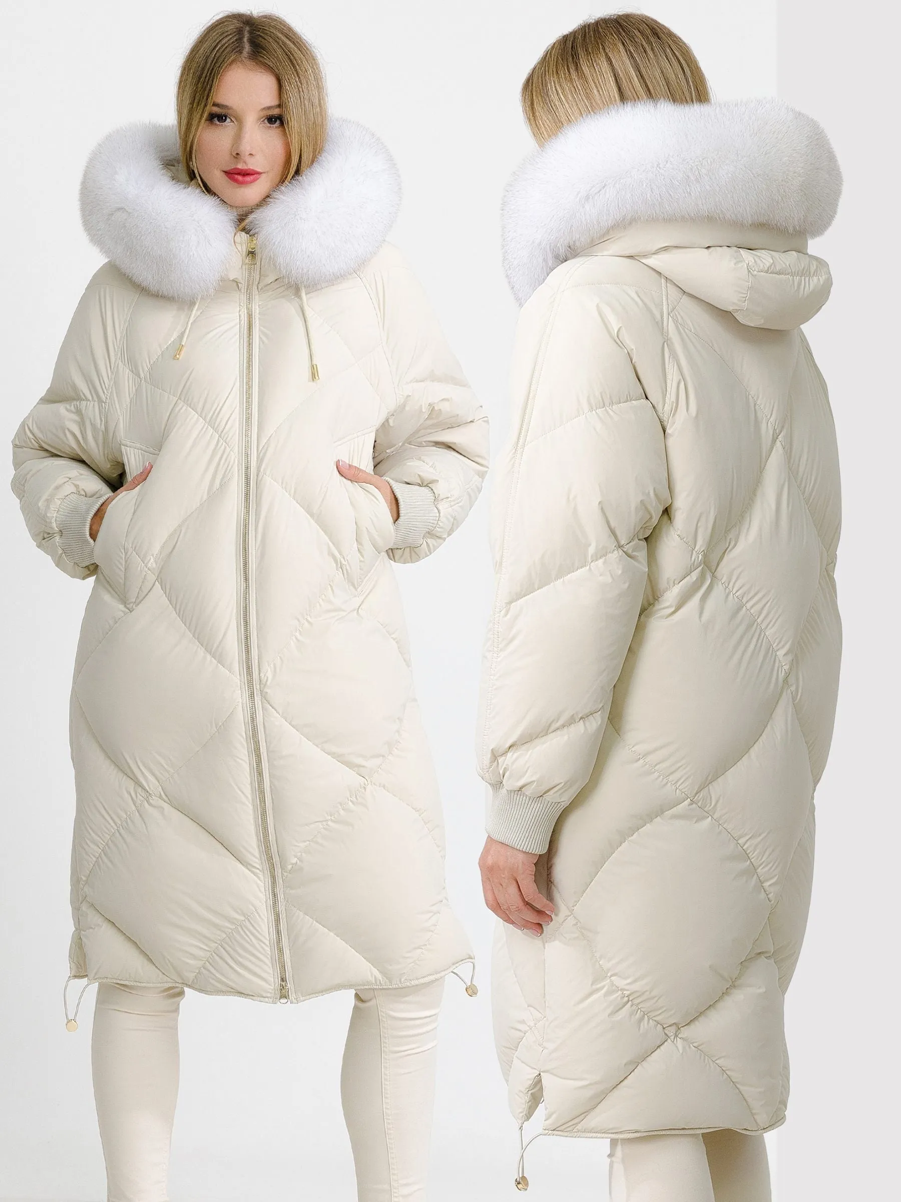 Amour Genuine Polar Fox Fur Down Fill Coat