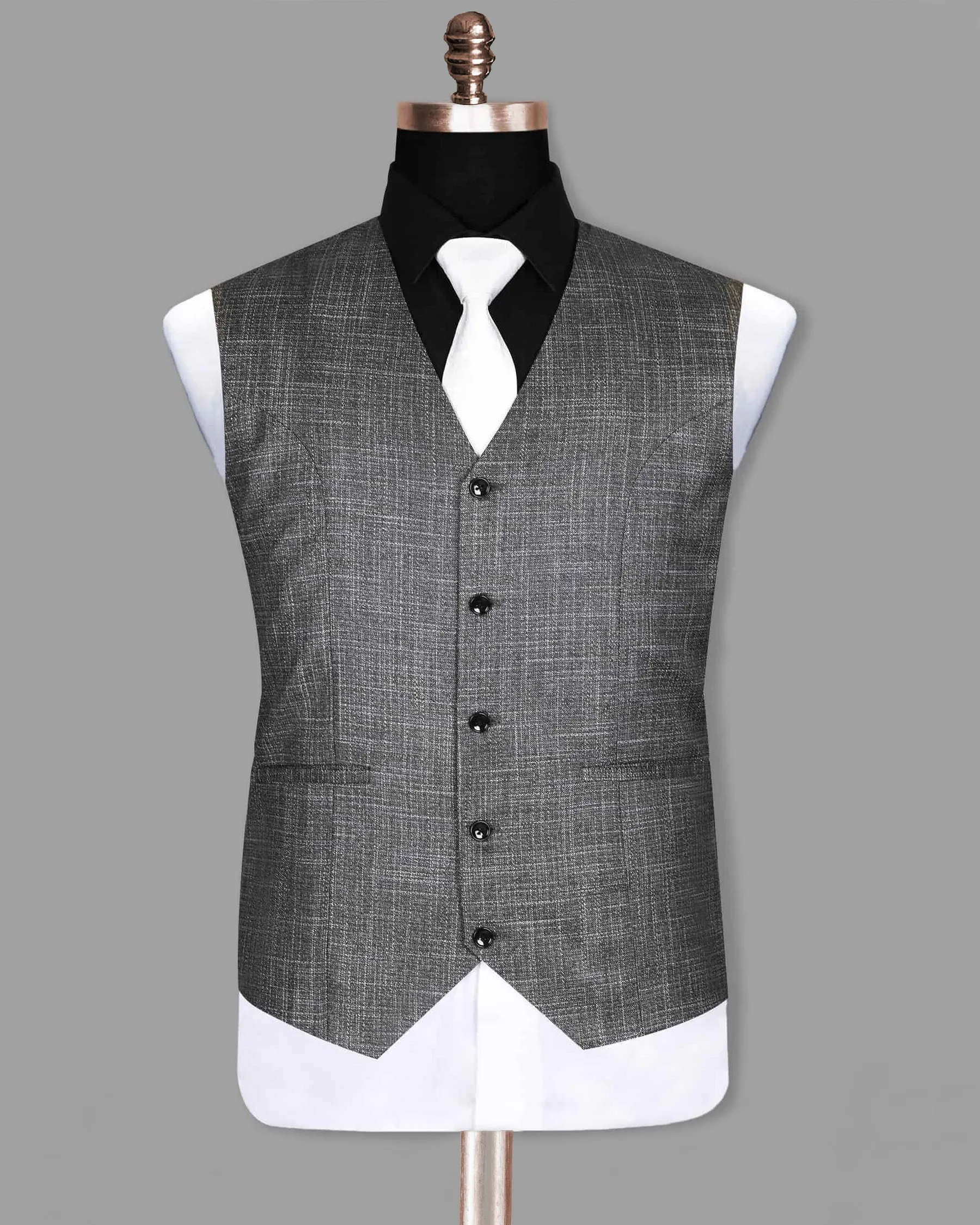 Anchor Grey Slub Textured Waistcoat