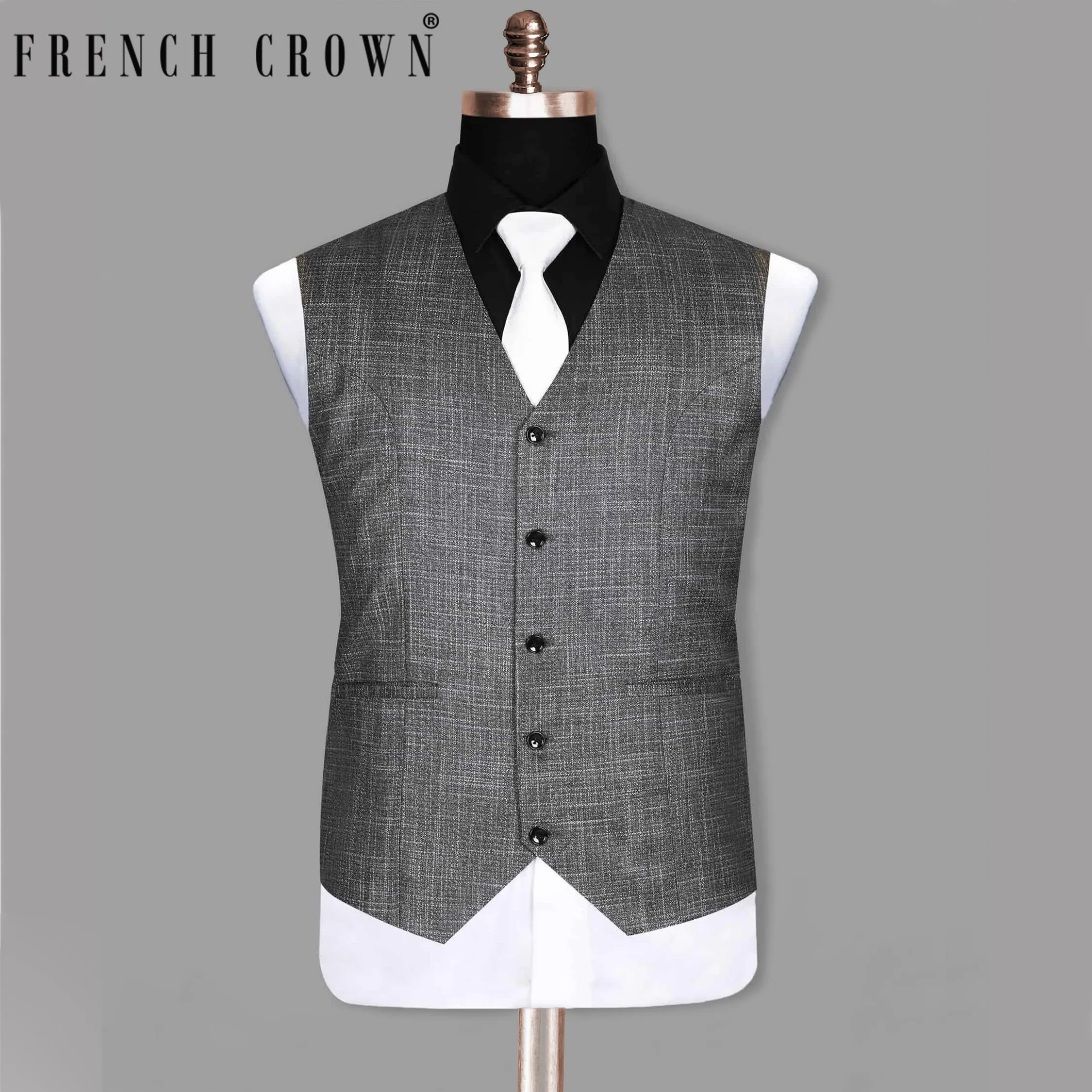 Anchor Grey Slub Textured Waistcoat