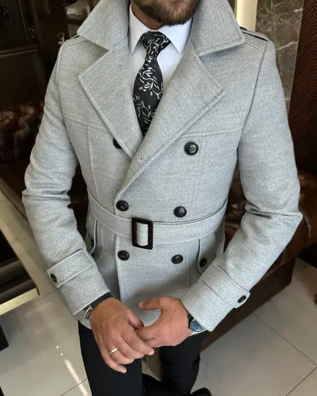 Arctic Ash grey Double Breasted Coat by ITALIAN VEGA®