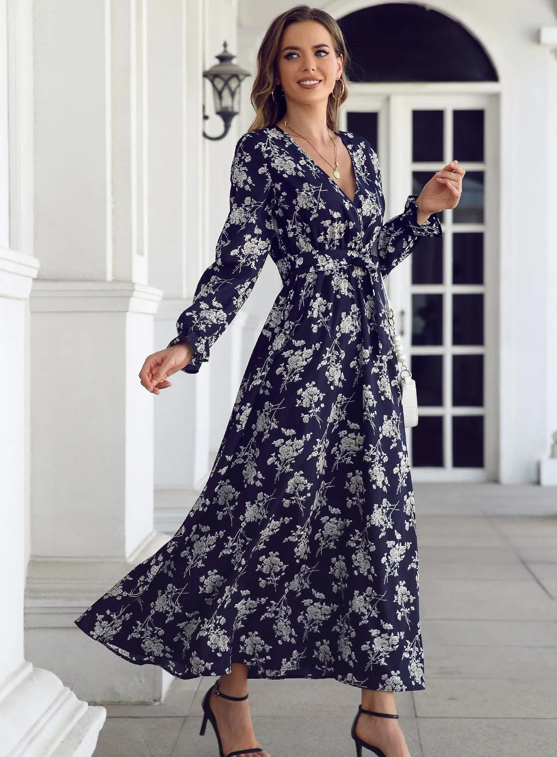 Aurora Elegance Floral Maxi Dress