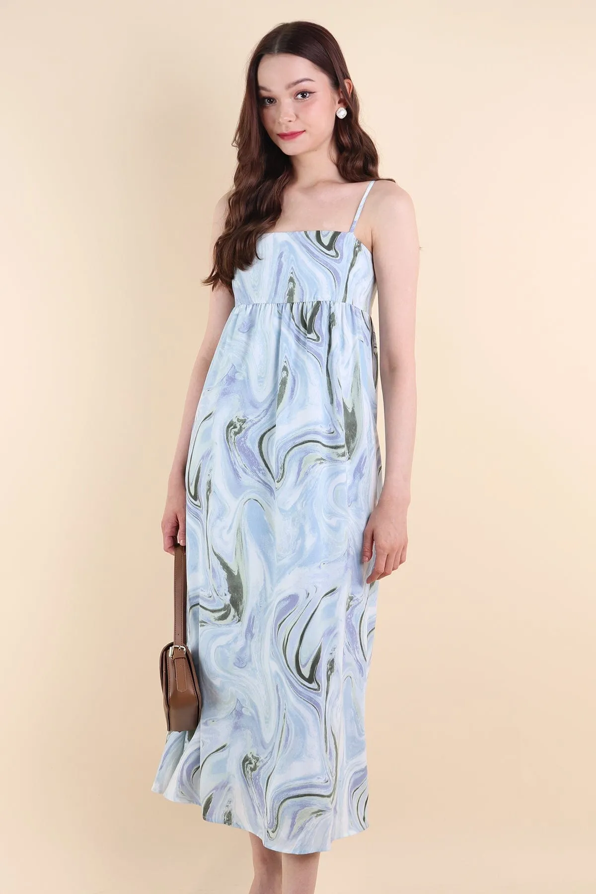 BELLA ABSTRACT MAXI DRESS IN BLUE