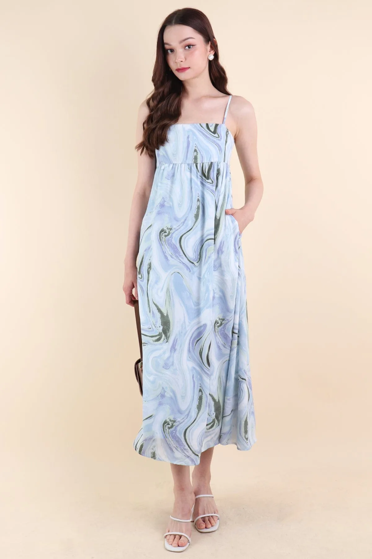 BELLA ABSTRACT MAXI DRESS IN BLUE