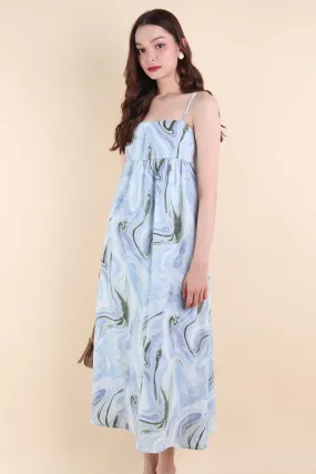 BELLA ABSTRACT MAXI DRESS IN BLUE