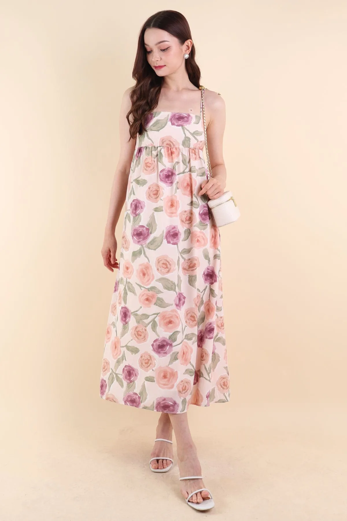 BELLA ABSTRACT MAXI DRESS IN ROSE PINK