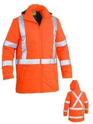 Bisley Workwear Taped Hi Vis Puffer Jacket With X Back (Shower Proof) BJ6379XT