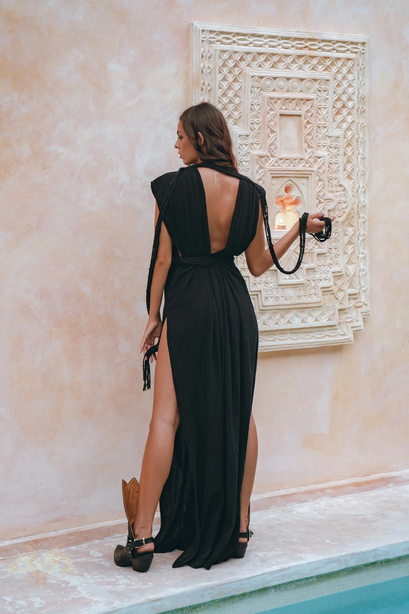 Black Goddess Macrame Dress • Boho Macrame Organic Wedding Dress