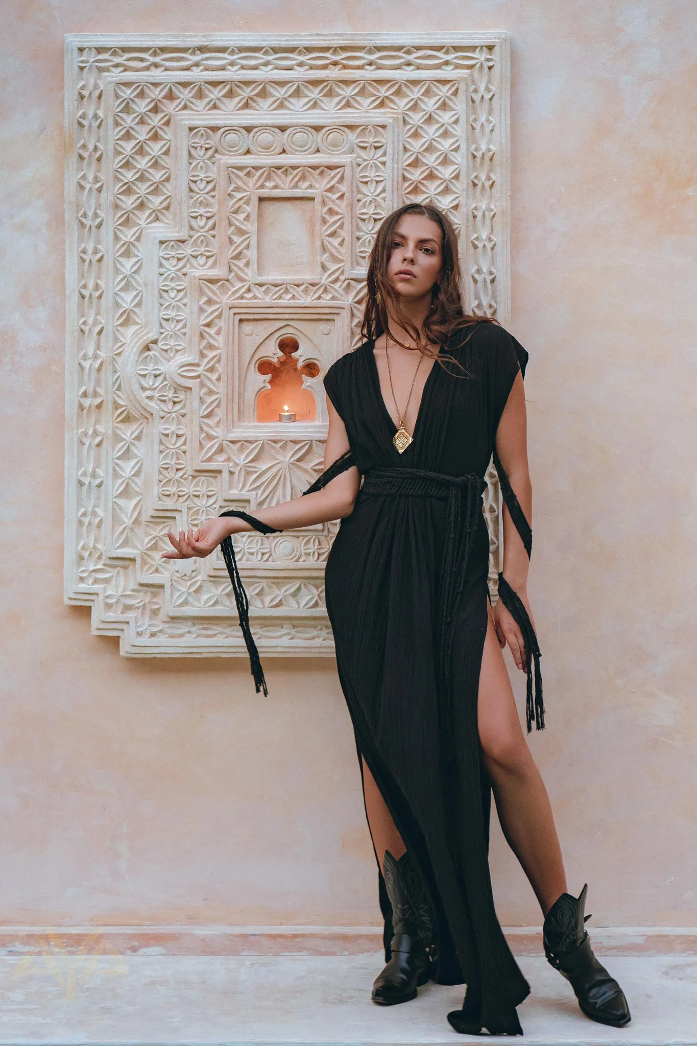 Black Goddess Macrame Dress • Boho Macrame Organic Wedding Dress