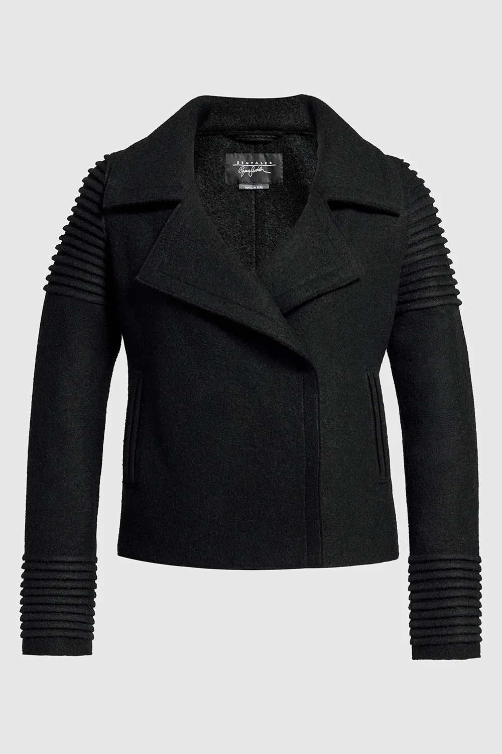 Bomber Jacket with Ribbed Shoulders and Cuffs