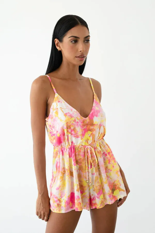 Camille Romper - Pink & Yellow