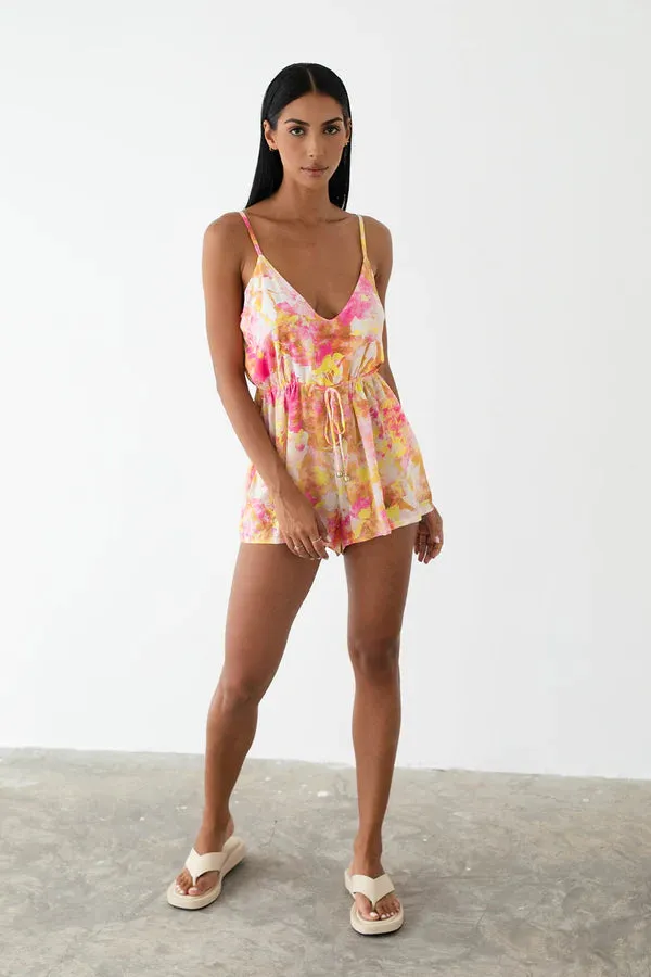 Camille Romper - Pink & Yellow