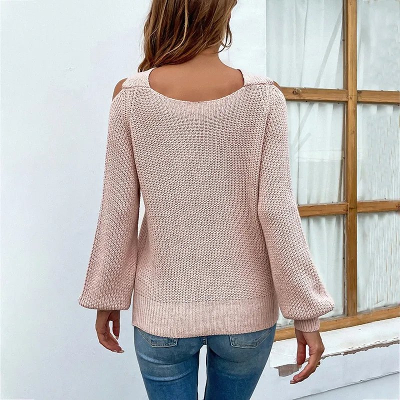 Casual Pullover Criss-Cross Neck Sweater