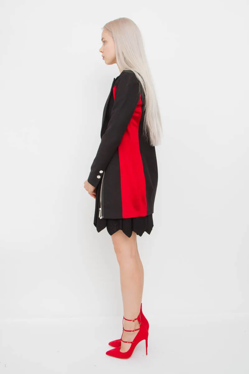 CONTRAST PANEL DRESS COAT