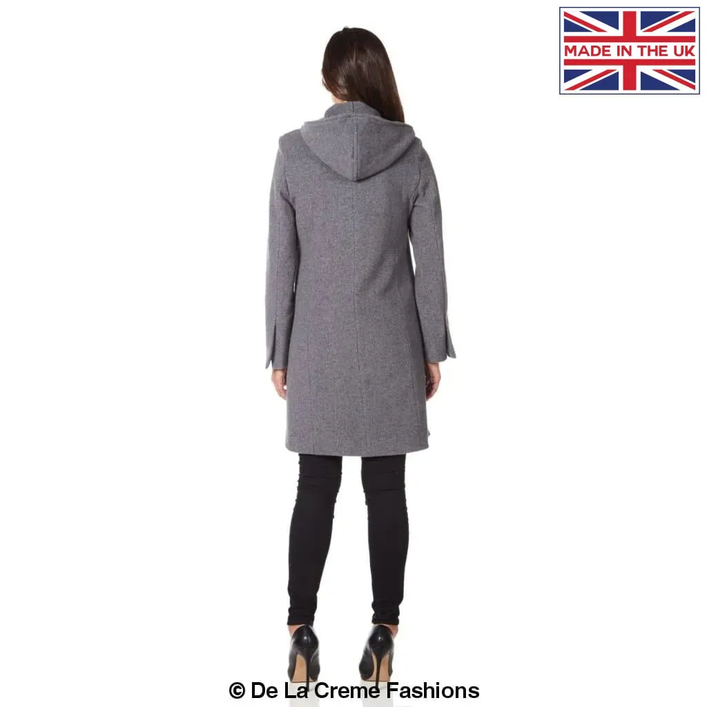 De La Creme - Women's Wool Blend Hooded Zip Coat