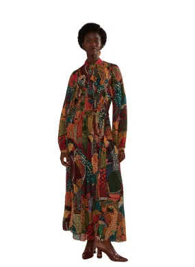 Farm Rio Fauna Mix Multicolor V Neckline Maxi Dress