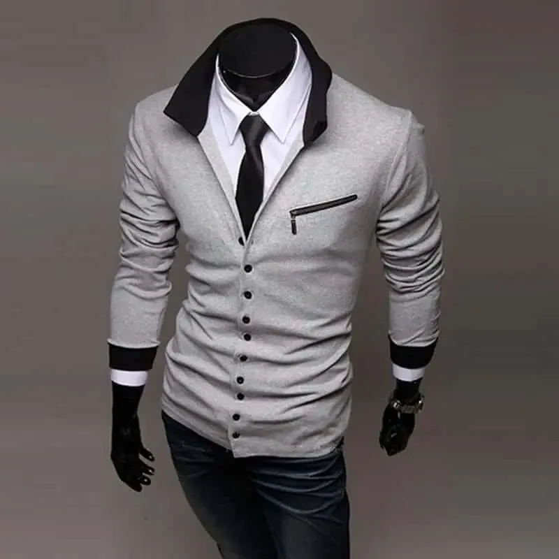 Fashionable Men's Slim Cardigan Knitted Sweater