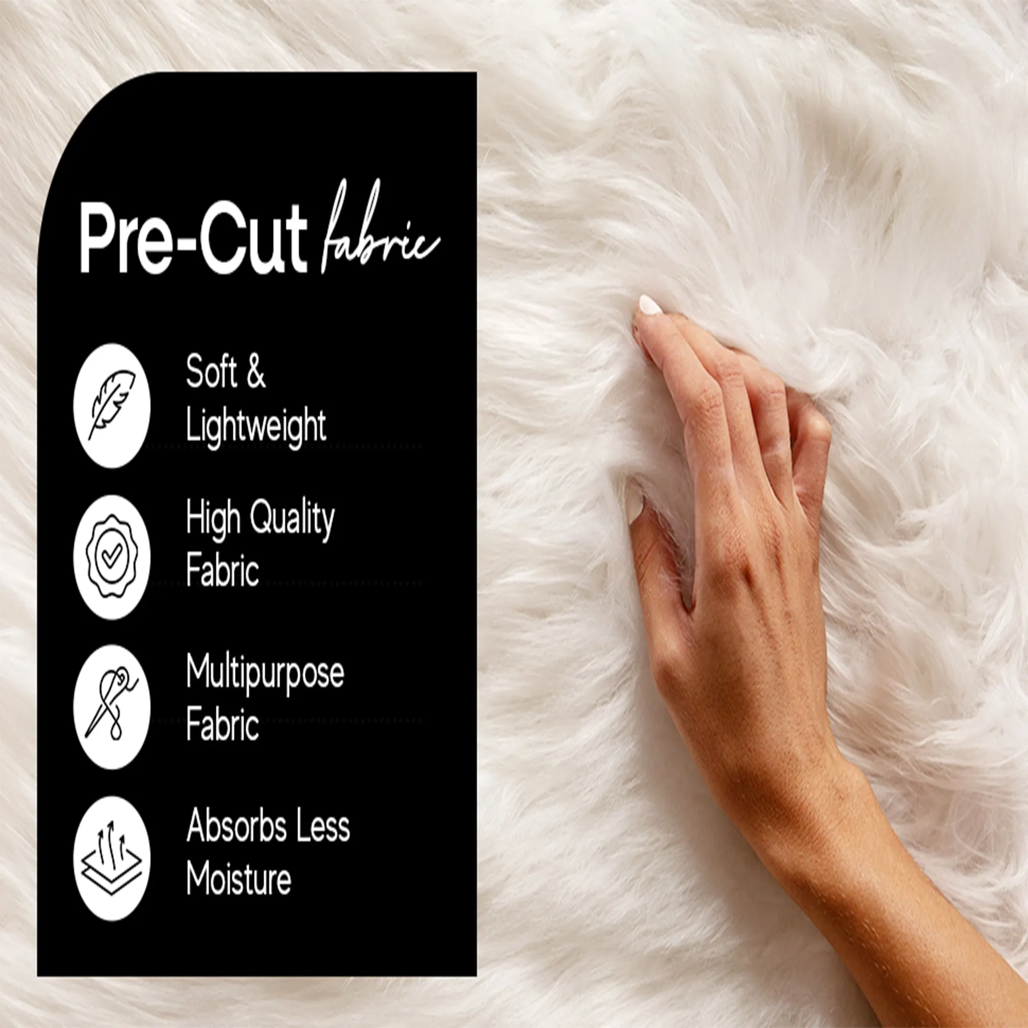 Faux Fur Fabric - Pre Cut Strips | Trim Ribbon | DIY Craft, Hobby, Costume, Decoration - Black