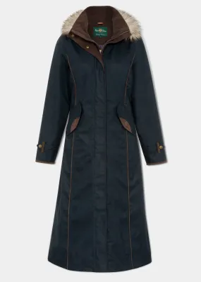 Fernley Ladies Waterproof Long Coat In Navy