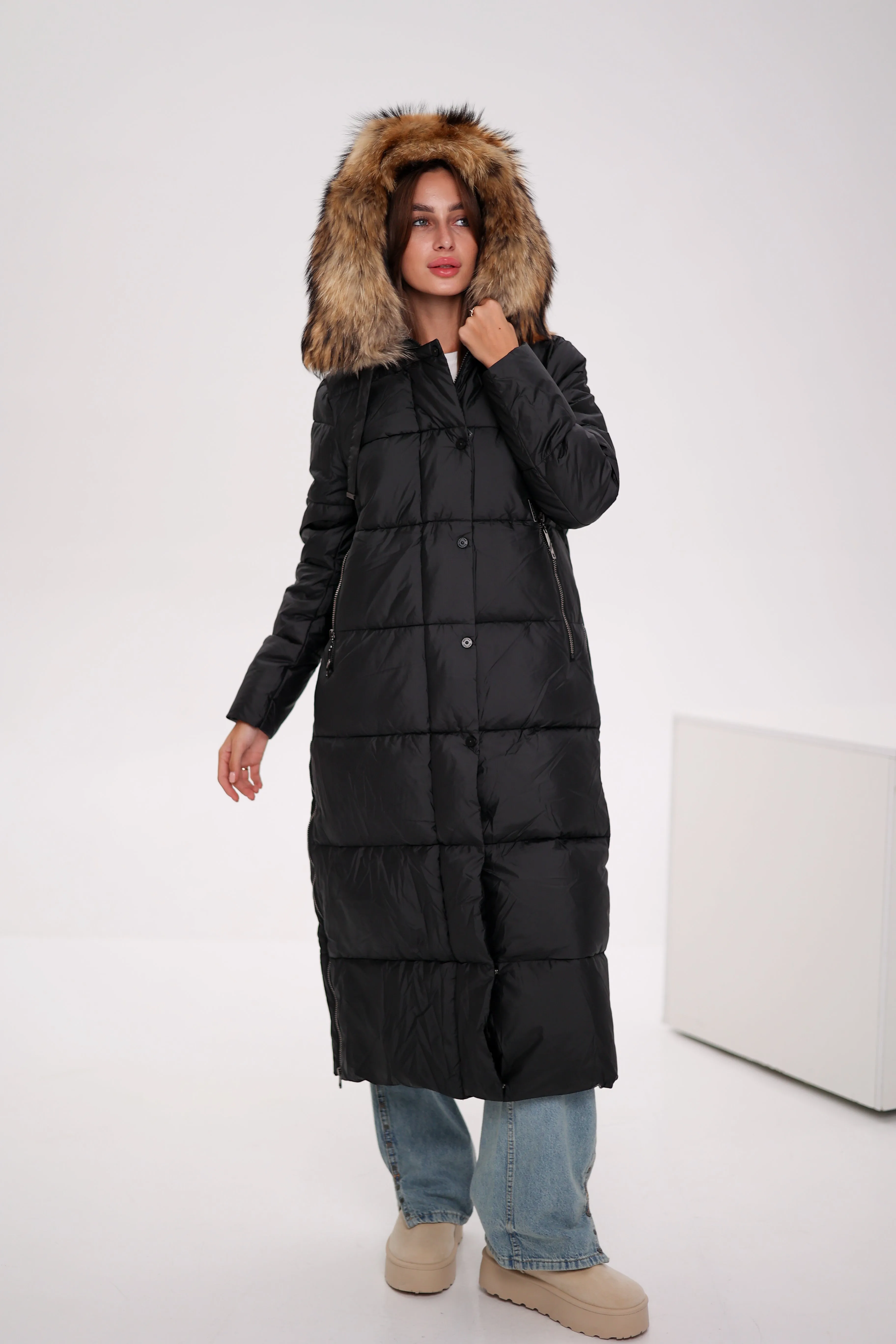 Genuine Fur Trim Down Alternative Coat