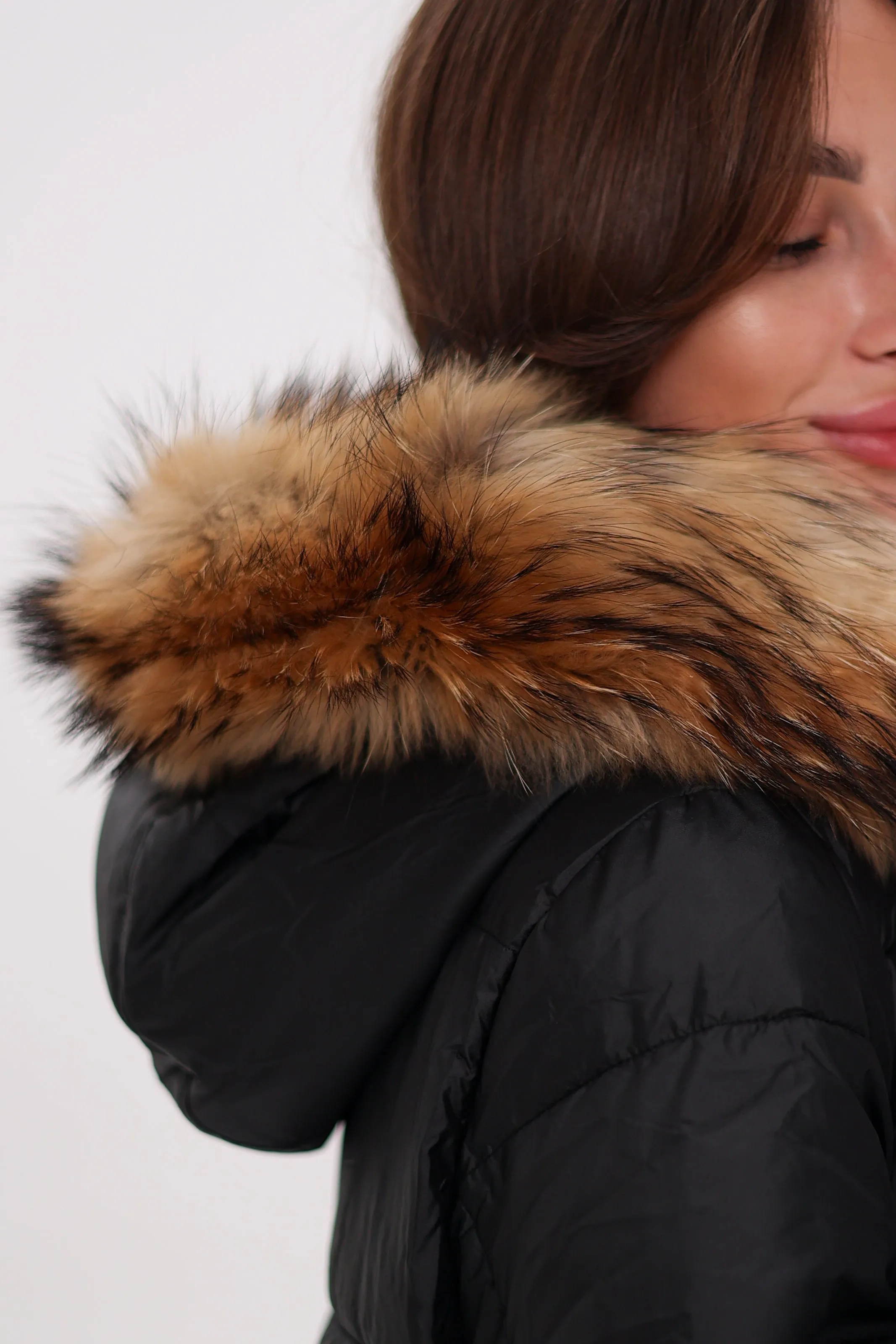 Genuine Fur Trim Down Alternative Coat