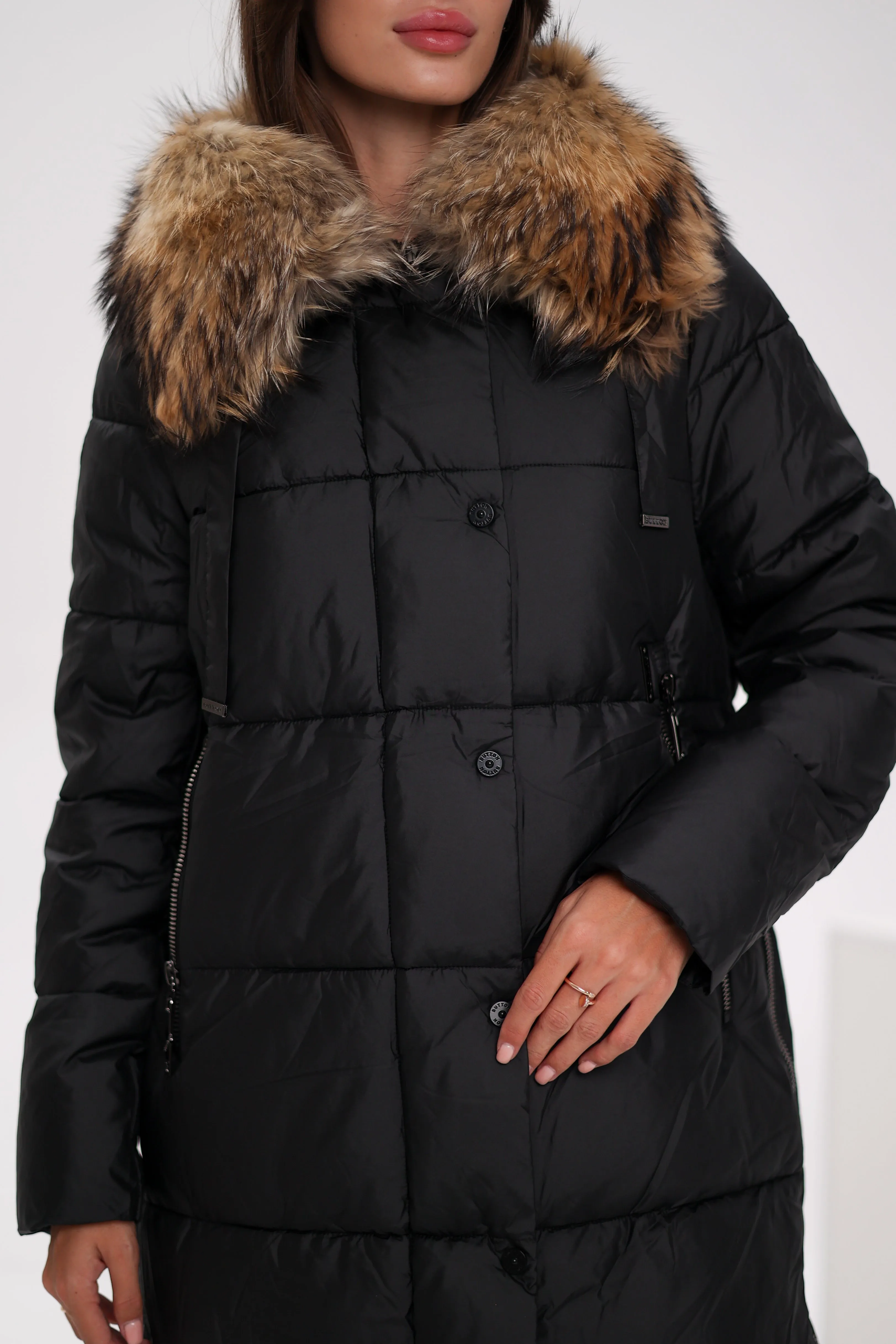 Genuine Fur Trim Down Alternative Coat