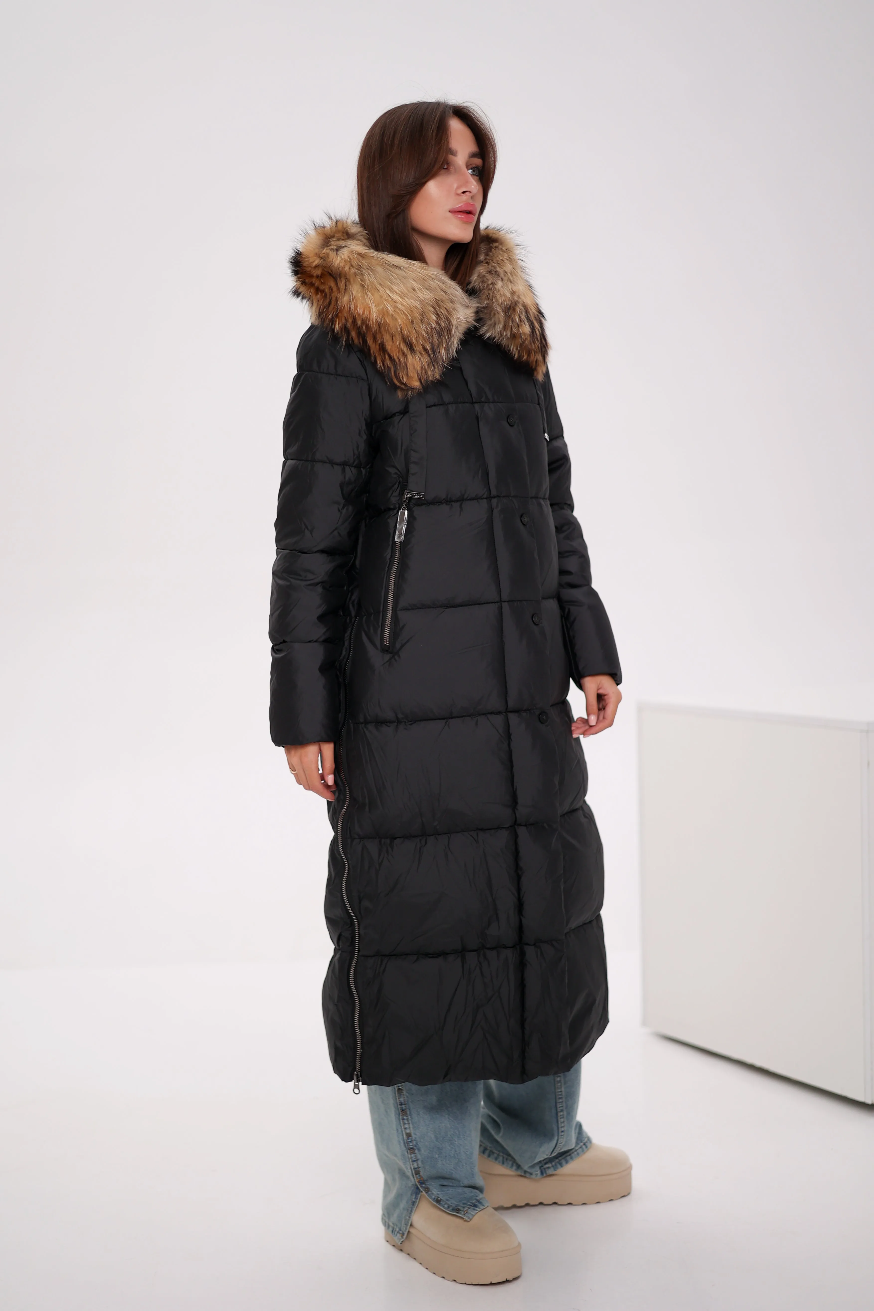 Genuine Fur Trim Down Alternative Coat