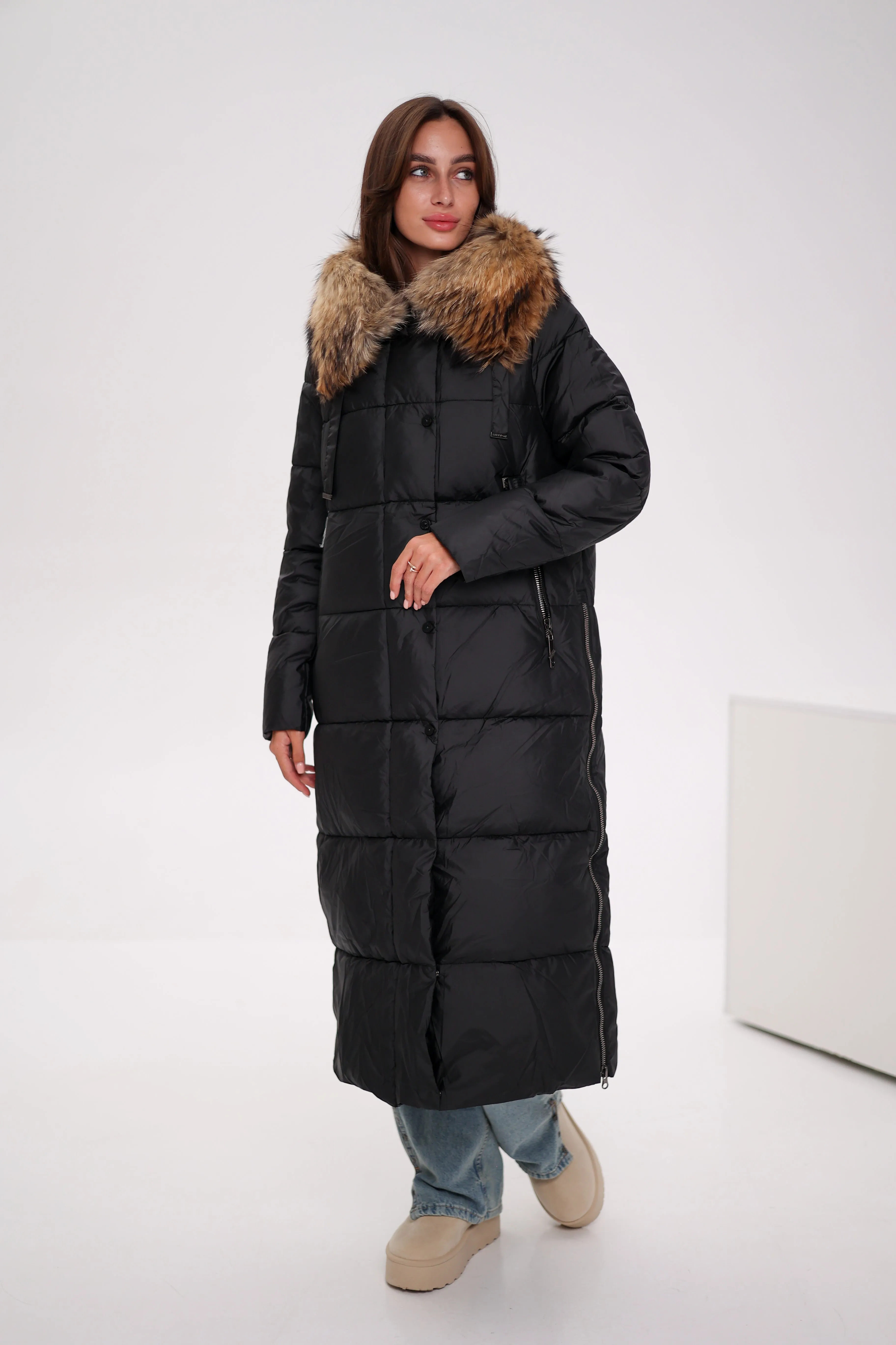 Genuine Fur Trim Down Alternative Coat