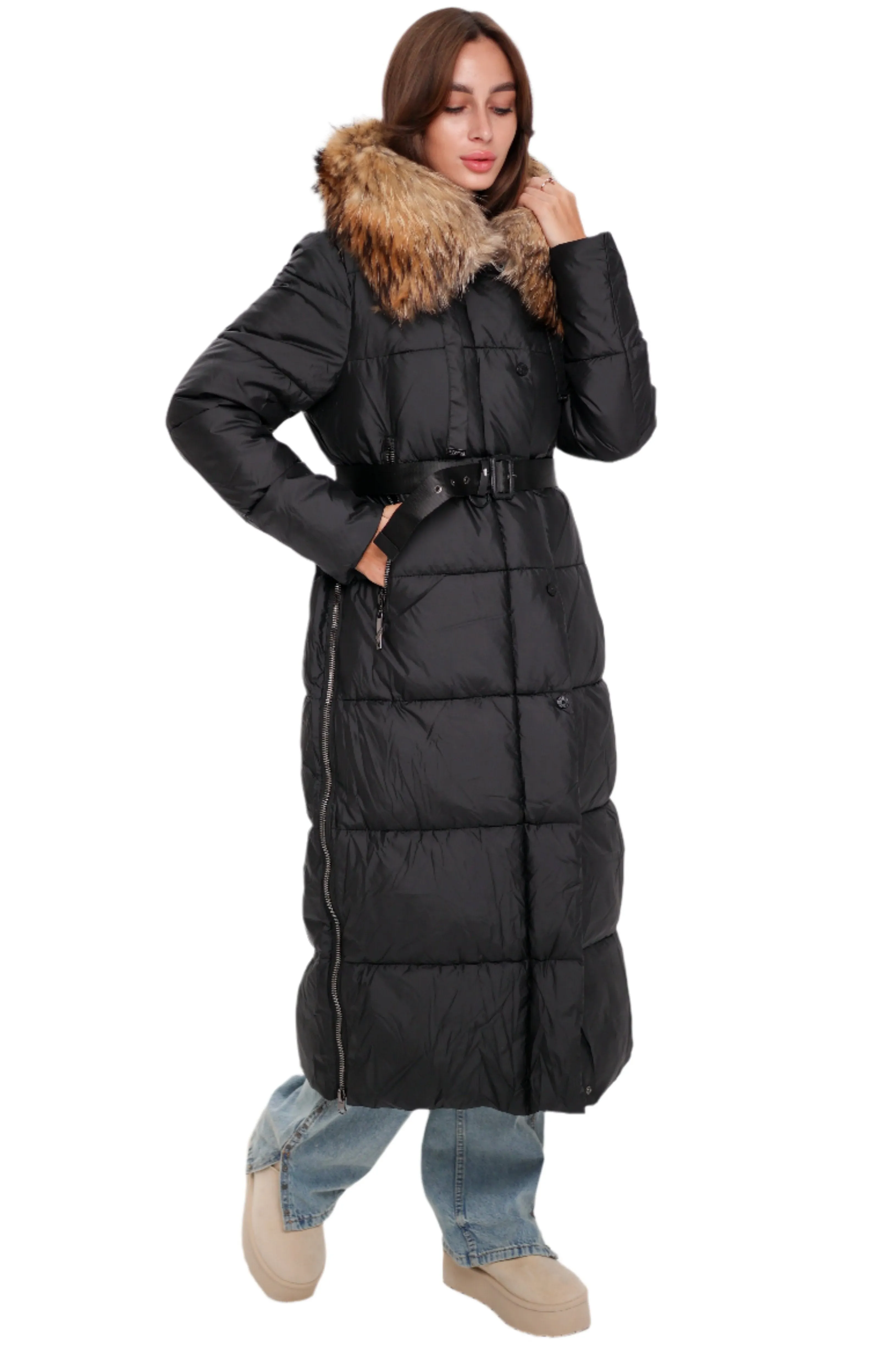 Genuine Fur Trim Down Alternative Coat