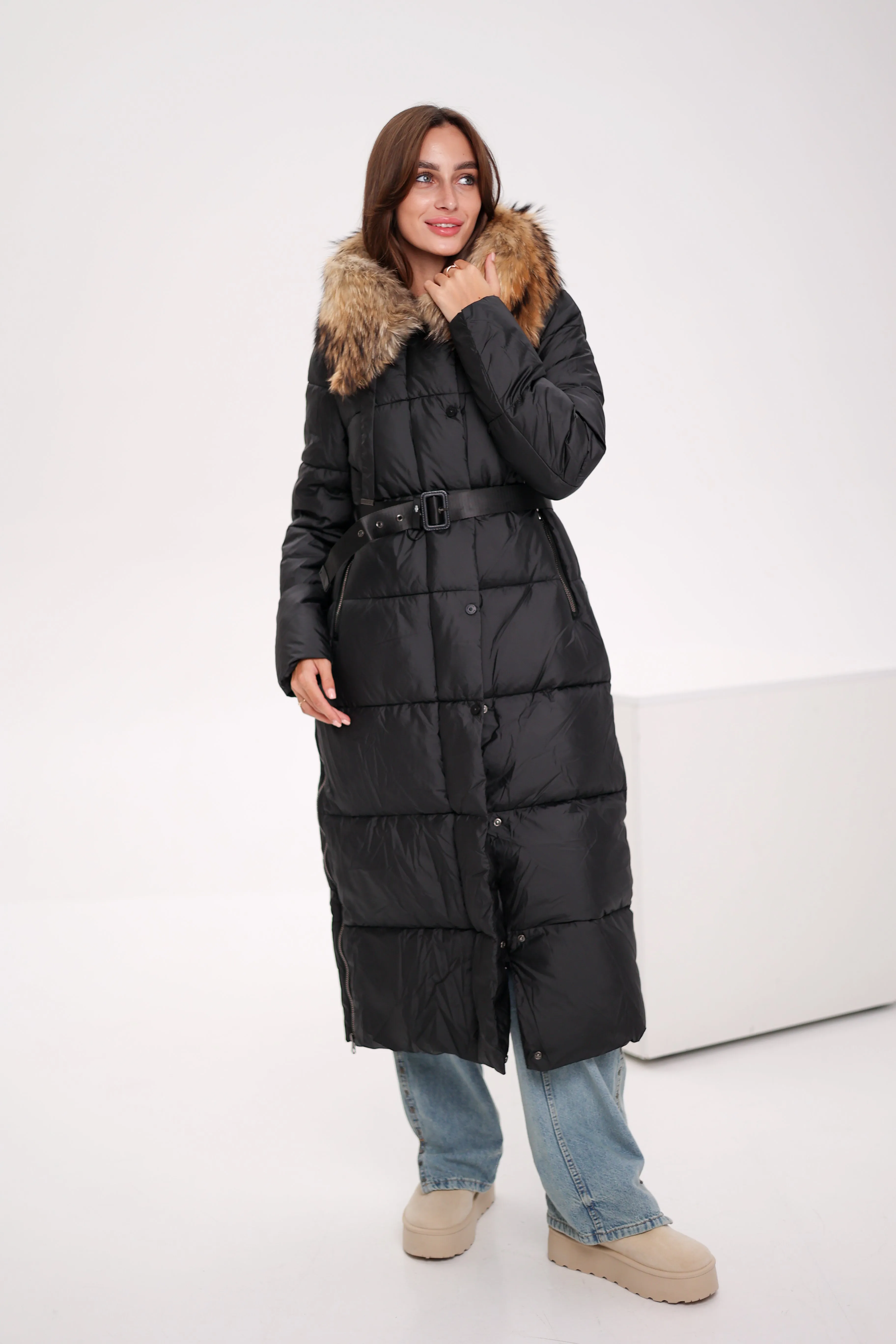 Genuine Fur Trim Down Alternative Coat