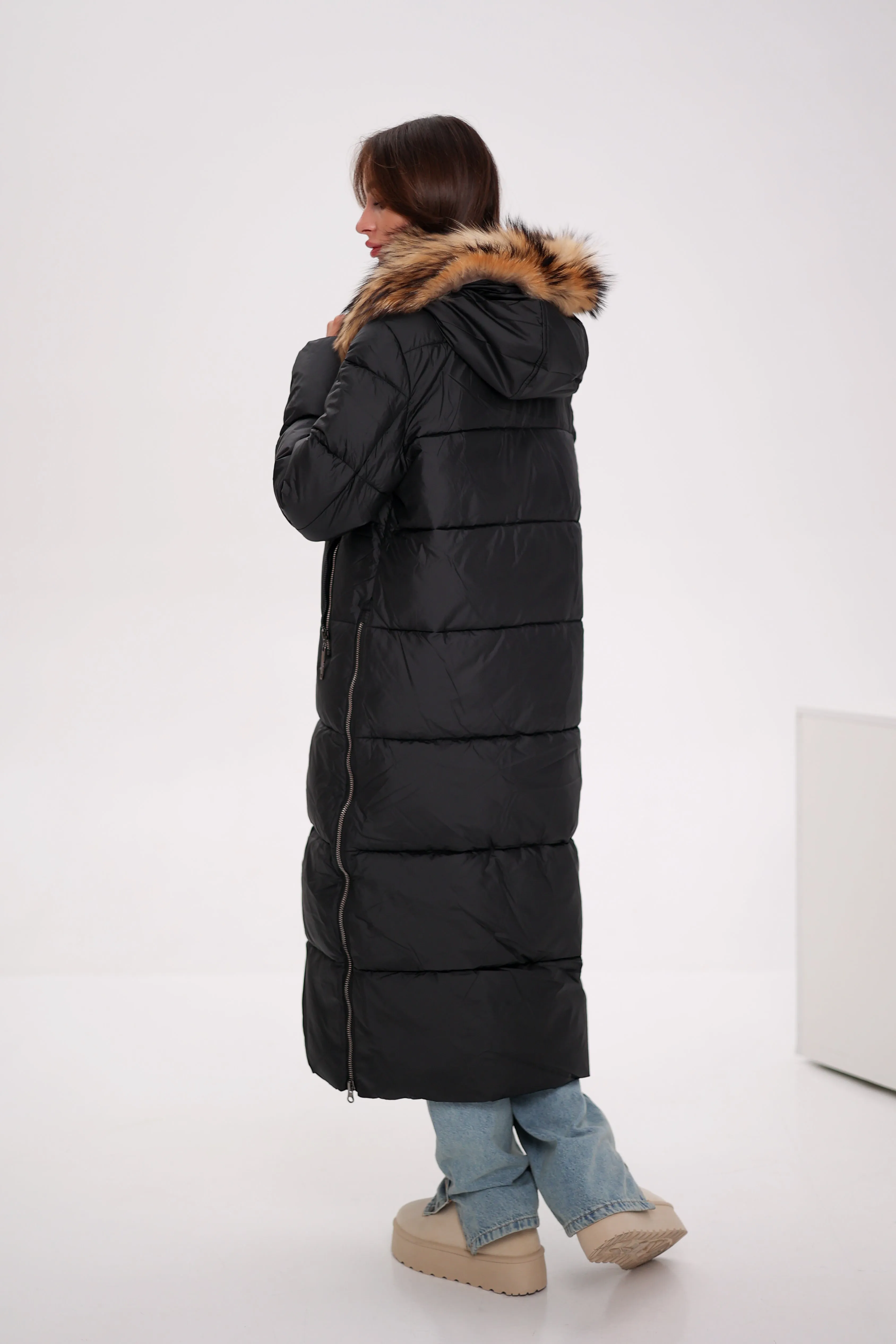 Genuine Fur Trim Down Alternative Coat