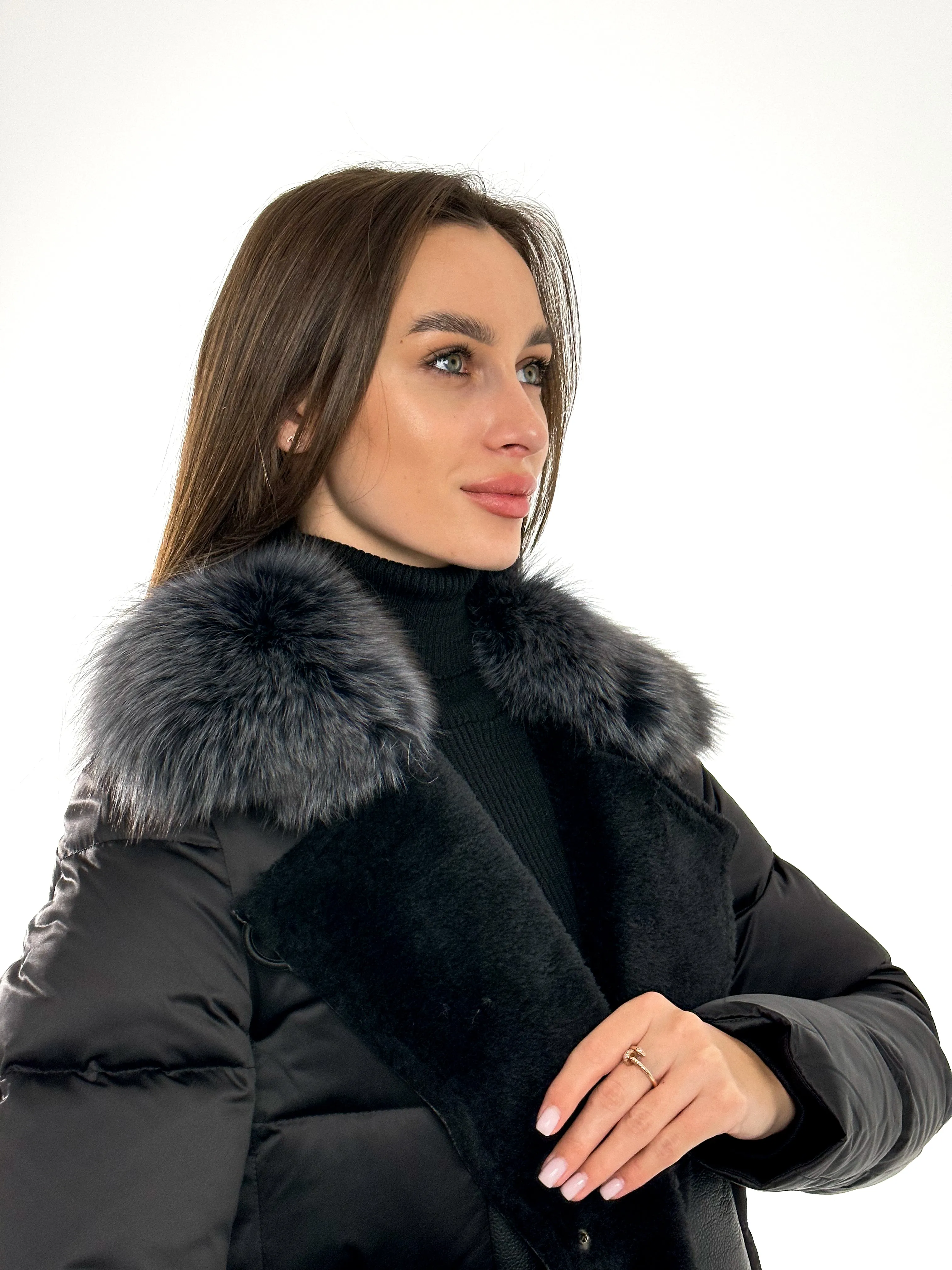 Genuine Polar Fox Fur Down Fill Coat