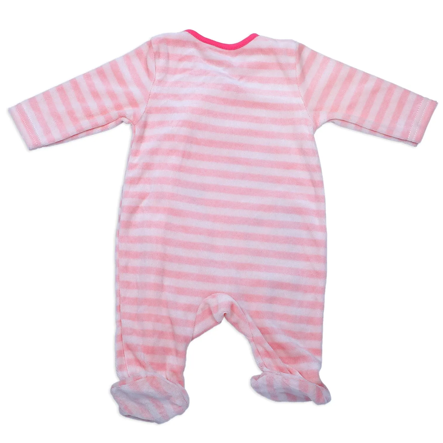 Giraffe Striped Infant Full Sleeves Snap Button Bodysuit Romper - Pink