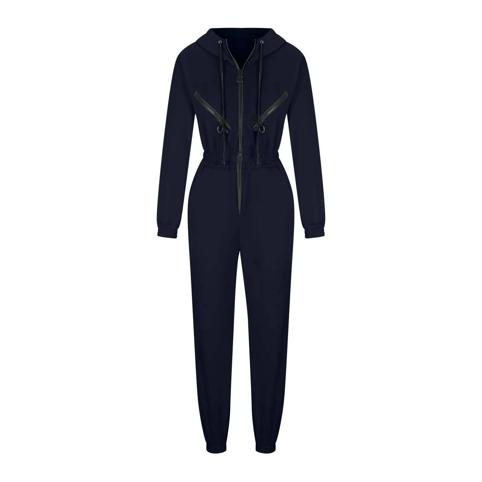 Girlary Autumn Women's Monochrome Long-Sleeved Jumpsuit Solid Color Zip-up Sportswear Female Winter Casual Tracksuit Fashionable Hoodies