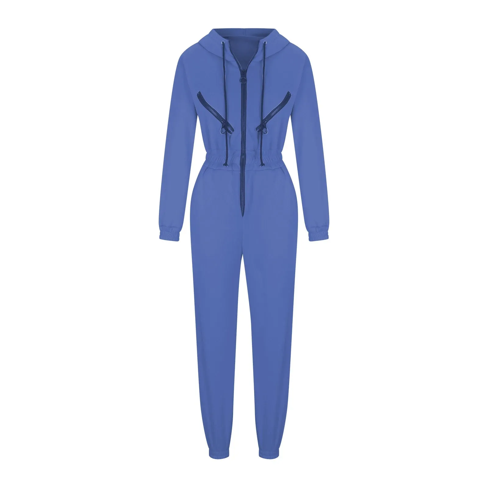 Girlary Autumn Women's Monochrome Long-Sleeved Jumpsuit Solid Color Zip-up Sportswear Female Winter Casual Tracksuit Fashionable Hoodies