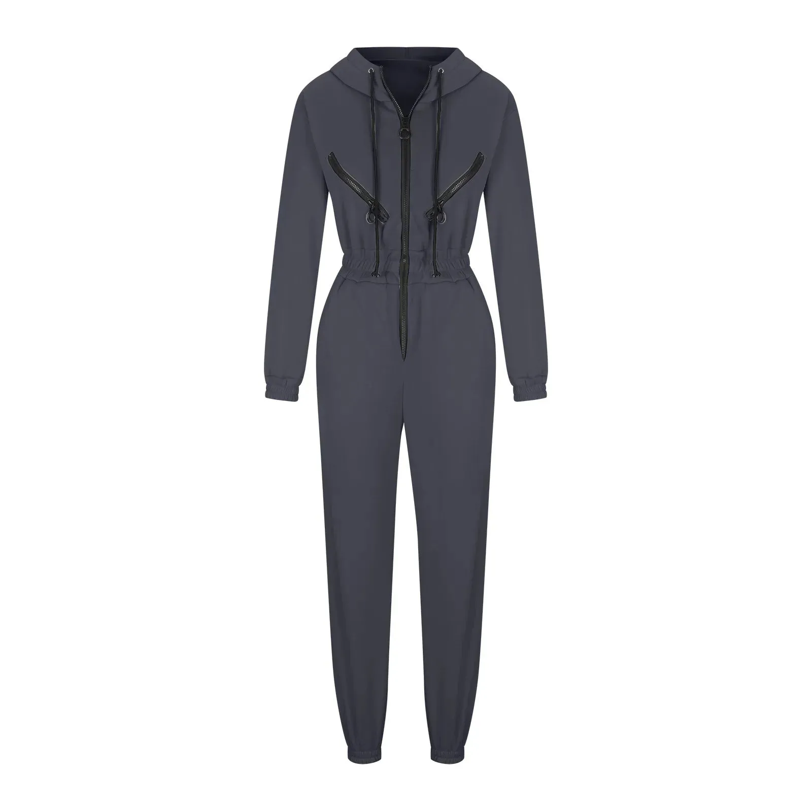 Girlary Autumn Women's Monochrome Long-Sleeved Jumpsuit Solid Color Zip-up Sportswear Female Winter Casual Tracksuit Fashionable Hoodies